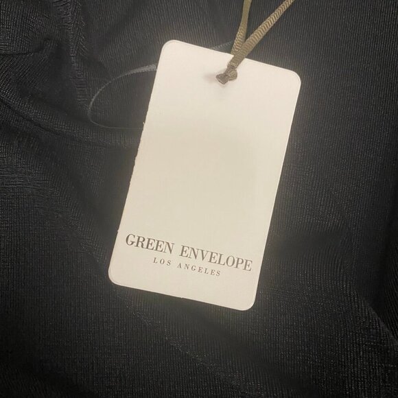 ✨ Green Envelope Black Wrap Long Sleeve Top | Size S (NWT) ✨ - Picture 9 of 9